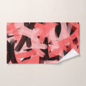 抽象芸術モダンコーラルピンクブラックブラッシュストロークアート バスタオルセット (ハンドタオル)