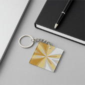 抽象芸術モダンゴールデンイエローグレーシルバーフローラ キーホルダー