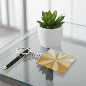 抽象芸術モダンゴールデンイエローグレーシルバーフローラ キーホルダー