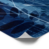 抽象芸術モダンシアノタイプブルー植物学 ポスター (角)