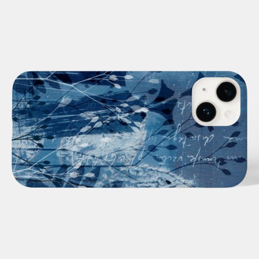 抽象芸術モダンシアノタイプブルー植物学 Case-Mate iPhoneケース (裏面 (横))