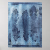 抽象芸術モダンシアンブルー植物学 ポスター (正面)