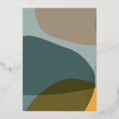 抽象芸術モダンシェイプティール(緑がかった色)トゥーペシック結婚ズ金ゴールド 箔招待状 (裏面)