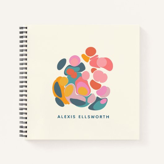 抽象芸術モダンシェイプデザインパーソナライズされた ノートブック (正面)