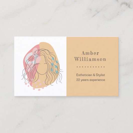 抽象芸術モダンシェイプBohoオレンジピンク女性 名刺 (正面)