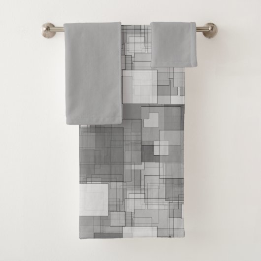 抽象芸術モダンシルバースクウェア バスタオルセット (インサイチュ)