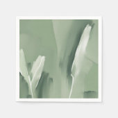 抽象芸術モダンシンプルサージグリーンウォーター絵を描カラー スタンダードカクテルナプキン (正面)