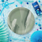 抽象芸術モダンシンプルサージグリーンウォーター絵を描カラー ペーパープレート (パーティー)