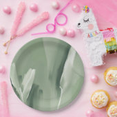 抽象芸術モダンシンプルサージグリーンウォーター絵を描カラー ペーパープレート (パーティー)