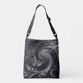 抽象芸術モダンシンプル渦巻き白黒 クロスボディバッグ (裏面)