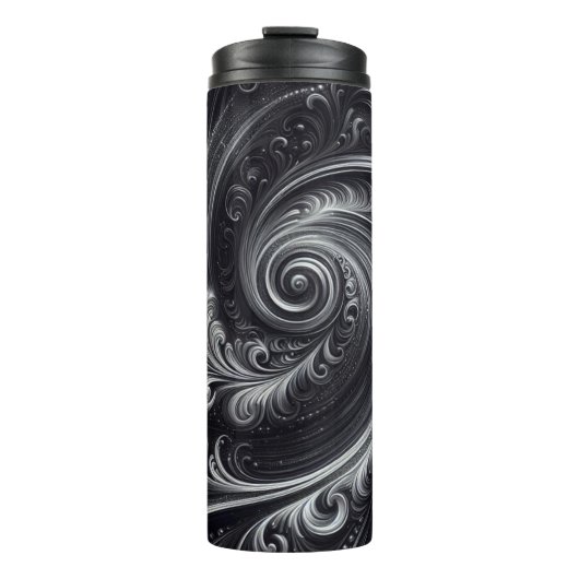 抽象芸術モダンシンプル渦巻き白黒 タンブラー (正面)