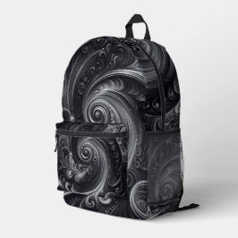 抽象芸術モダンシンプル渦巻き白黒 プリントバックパック