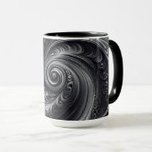 抽象芸術モダンシンプル渦巻き白黒 マグカップ (正面右)