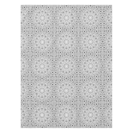 抽象芸術モダンシームレス装飾白い黒いar テーブルクロス (正面)