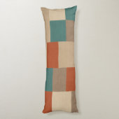 抽象芸術モダンジオメトリブロックティール(緑がかった色)とベージュ ボディピロー (裏面 (縦))