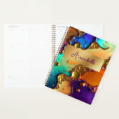 抽象芸術モダンジュエルと金ゴールド渦巻き プランナー手帳 (ディスプレー)