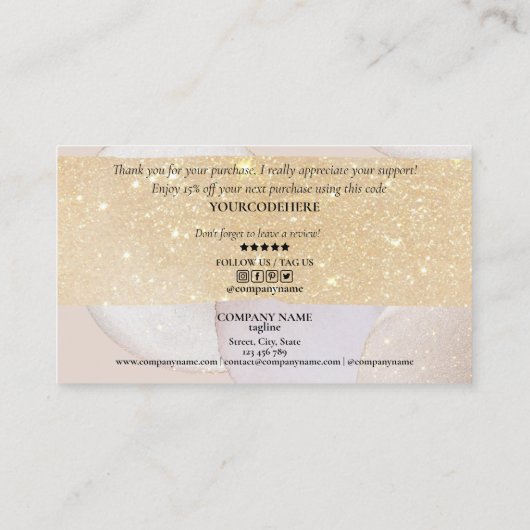 抽象芸術モダンスクリプ感謝していト赤面ご注文 名刺 (裏面)