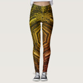 抽象芸術モダンスケッチイン – イエロー – ライトブラウンモザイク レギンス (正面)