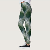 抽象芸術モダンスケッチin-deepgreen-white-mosaic レギンス (左)