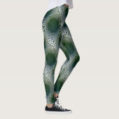 抽象芸術モダンスケッチin-deepgreen-white-mosaic レギンス (右)