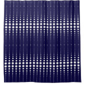 抽象芸術モダンスタイリッシュネイビー白線の丸 シャワーカーテン (正面)