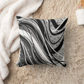 抽象芸術モダンスタイルの枕、黒、白 クッション (ブランケット)