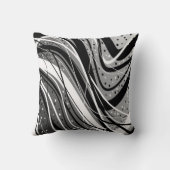 抽象芸術モダンスタイルの枕、黒、白 クッション (裏面)