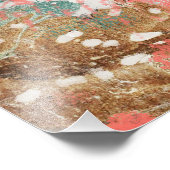 抽象芸術モダンズ絵画コーラルティール（緑がかった色）金ゴールドホワイトアート フォトプリント            (角)