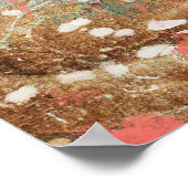 抽象芸術モダンズ絵画コーラルティール(緑がかった色)金ゴールドホワイトアート ポスター (角)