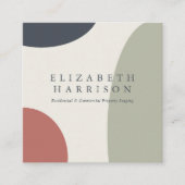 抽象芸術モダンセージグリーンブルーテラコッタ スクエア名刺 (正面)