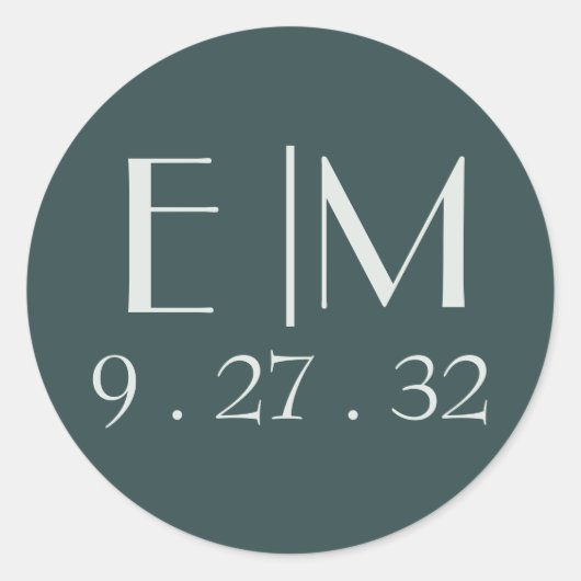 抽象芸術モダンセージグリーンモスウォーターイニシャル ラウンドシール (正面)