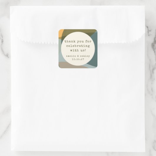 抽象芸術モダンセージティール(緑がかった色)カスタムウェディングサンキューサンキュー スクエアシール (バッグ)