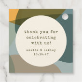 抽象芸術モダンセージティール（緑がかった色）カスタムウェディングサンキューサンキュー フェイバータグ (裏面)