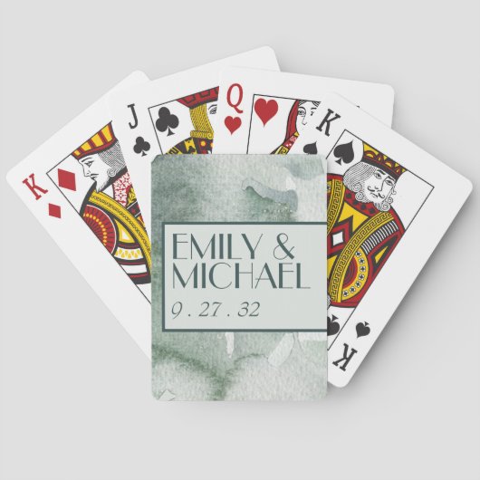 抽象芸術モダンセージ緑モスウォーター色 トランプ (裏面)