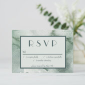 抽象芸術モダンセージ緑モスウォーター色 出欠カード (スタンド正面)