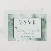 抽象芸術モダンセージ緑モスウォーター色 出欠カード (正面/裏面)