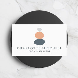 抽象芸術モダンゼンストーンピーチロゴライフコーチ 名刺