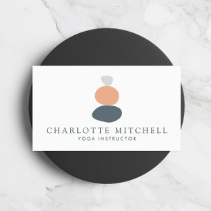 抽象芸術モダンゼンストーンピーチロゴライフコーチ 名刺