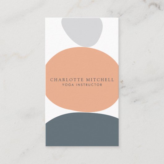 抽象芸術モダンゼンストーンピーチロゴライフコーチ 名刺 (正面)
