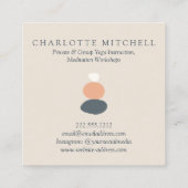 抽象芸術モダンゼンストーンピーチ/ブルーロゴヨガ スクエア名刺 (裏面)