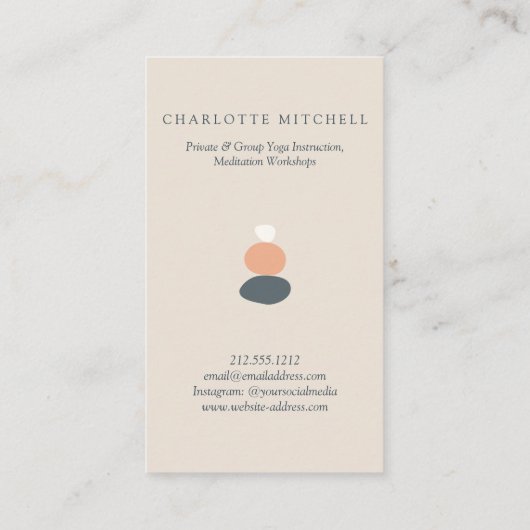 抽象芸術モダンゼンストーンピーチ/ブルーロゴヨガ 名刺 (裏面)
