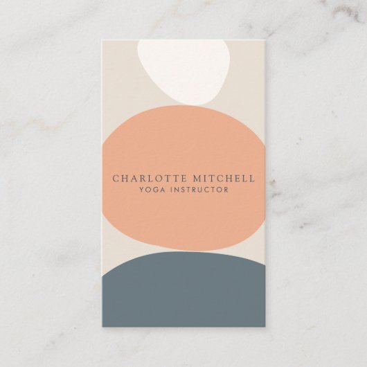 抽象芸術モダンゼンストーンピーチ/ブルーロゴヨガ 名刺 (正面)
