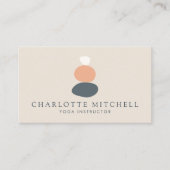 抽象芸術モダンゼンストーンピーチ/ブルーロゴヨガ 名刺 (正面)