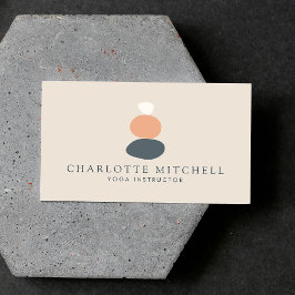 抽象芸術モダンゼンストーンピーチ/ブルーロゴヨガ 名刺