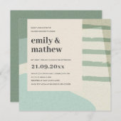 抽象芸術モダンソフトアクアブルーアートカップルシャワー 招待状 (正面/裏面)