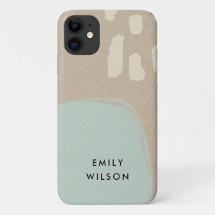 抽象芸術モダンソフトアクアブルークラフトスカンジ素朴 iPhone 11 ケース