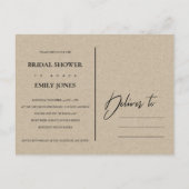 抽象芸術モダンソフトアクアブルーブライダルシャワー インビテーションポストカード (裏面)