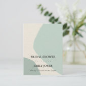 抽象芸術モダンソフトアクアブルーブライダルシャワー インビテーションポストカード (スタンド正面)