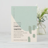 抽象芸術モダンソフトアクアブルー赤ちゃんシャワー招待状 サンキューカード (スタンド正面)