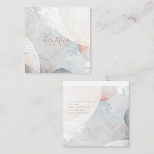 抽象芸術モダンソフトウォーターの色の形状質感 スクエア名刺 (正面/裏面)